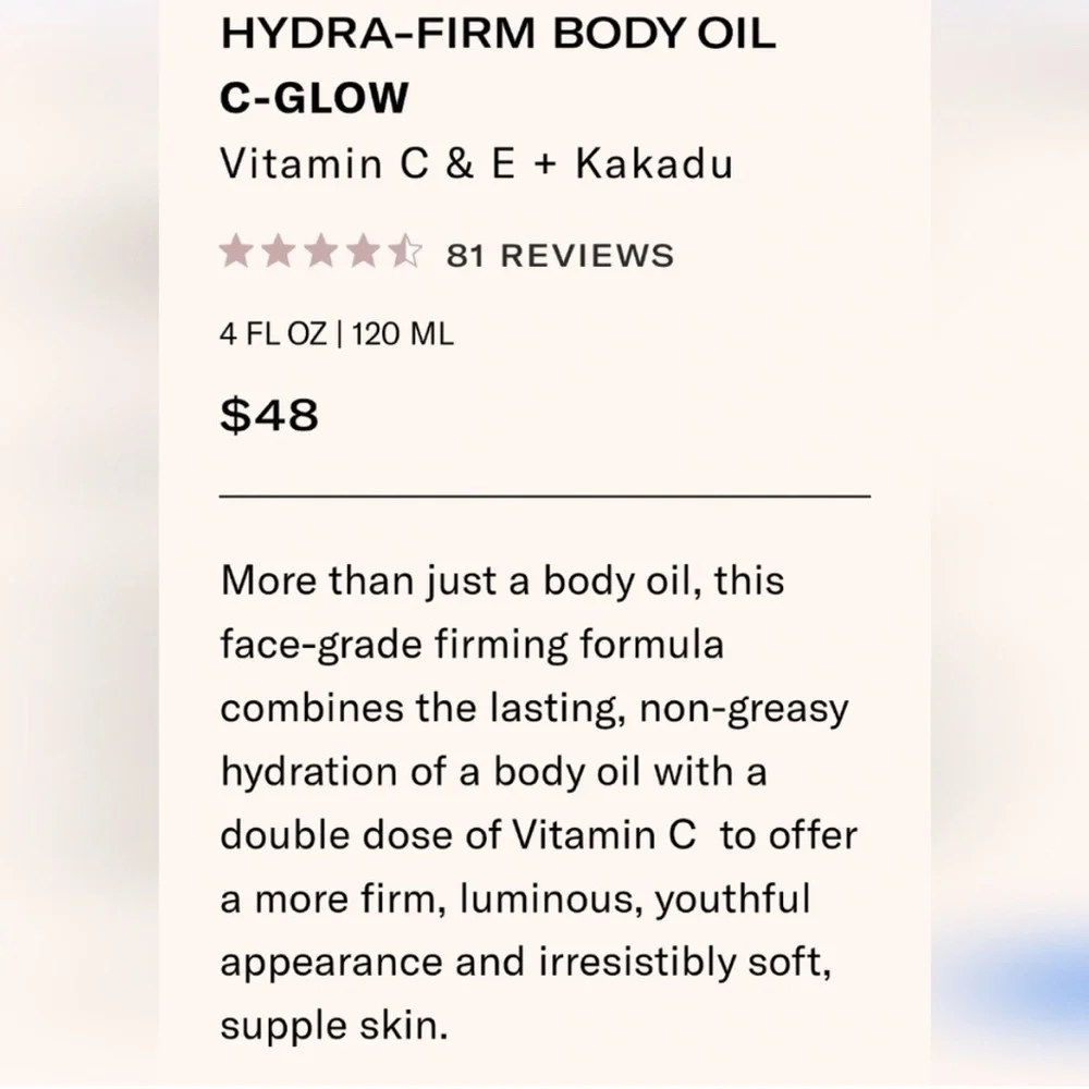 $48 Odacité Hydra-Firm Firming C-Glow Body Oil - NIB